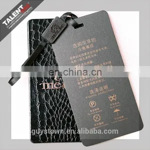 Custom Private Design Black & Withe Embossing Paper Hot Stamping Gold Hangtag for Clothing thumbnail-3