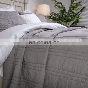 2 Layers Cotton Crinkle Gauze Stripe Embroidery Bedding Quilt thumbnail-4