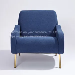 Fabric Steel Chromed Color Champagne Gold Single Sofa With Fabric for Living Room thumbnail-1