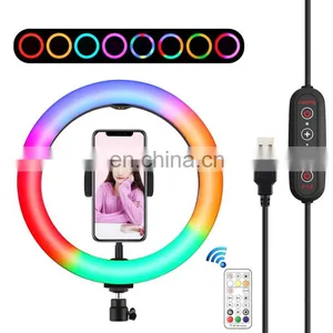 Dimmable LED Portable Changing RGB Photograph Make up Selfie Ring Fill Light With Tripod Stand Aro de Luz de thumbnail-3