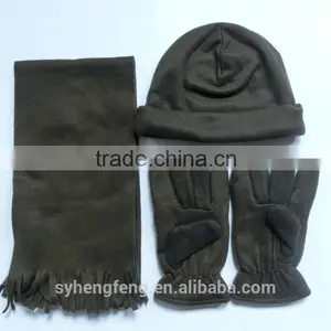 2016 New Polar Fleece Three-piece Including Hat Scarf and Gloves thumbnail-1