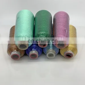 Wholesale Ribbon Embroidery Polyester Anti Rayon Golden Silver Color M/MX/MS/L Type Lurex Metallic Knitting Yarn thumbnail-3