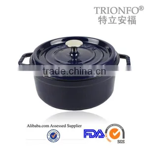 Hot Sale Trionfo Blue Enameled Casserole Cast Iron Potjie Pot thumbnail-1