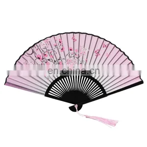 Wholesale Hot Selling Custom Wooden Hand Fan Large Decorated Folding Fans Flower Fancy Folding Fan Bamboo thumbnail-4
