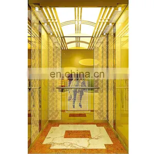 Professional 6 Persons MRL Gearless Mirror Etching Elevator Lift Passenger Cabin thumbnail-1