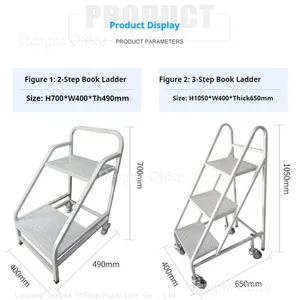 Sleek 2-Step Industrial Book Ladder for Home Library & Retail Bookstores | Space-Saving Design, Stylish Storage Solution thumbnail-3