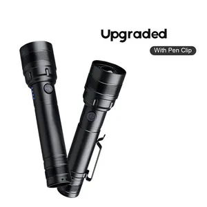 Wholesale T6 LED Flashlight Telescopic Zoom 280LM Rechargeable Torch With 4-level Battery Indicator IPX4 Waterproof for Daily Carry Camping thumbnail-4