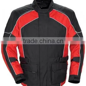 Men's Cordura Touring Motorcycle Jacket - Black With Red thumbnail-1