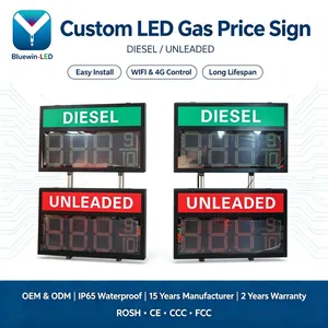 7 Segment Large LED Wifi RF Remote RS485 8 Inch LED Gas Price Display Panel For Petrol Station thumbnail-4