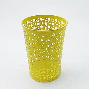 Hollow Cutout Metal Planter Pot, Cylindrical Perforated Iron Flower Bucket for Table Home Decoration thumbnail-2