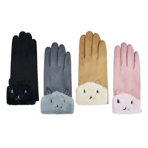 Cute Furry Cuff Women Winter Gloves Touchscreen Compatible Multi Color For Holiday Gift Boutique Retail thumbnail-1