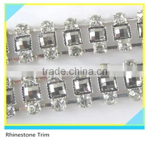 Fancy Crystal Trimming Rhinestone and Pearl Cake Trim Silver Cup Chain Mix 888 Crystal thumbnail-3