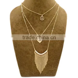 New 3 Strands Y Shape Gold Chain Choker Bib Statement Tassel Necklace Designs thumbnail-4