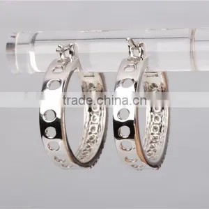 Fashion 925 Sterling Silver Pave Setting Zircon Hoop Earrings Wholesale thumbnail-4