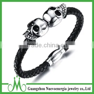 Unisex Jewelry Blue Genuine Leather Mens Bracelet Bangle Braided Durable Magnetic Clasp thumbnail-5