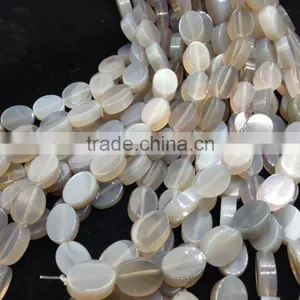 WholeSale High Quality Price Polish Double Flat Shape Grey Agate Oval Loose Beads for Jewelry Making thumbnail-5
