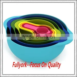 Nest 8 Piece Compact Food Preparation Set Nesting Bowls Colorful thumbnail-3