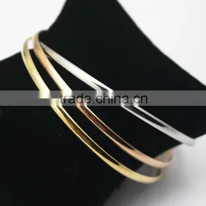 3 Color Smooth Fashion Wedding Bangle 3pcs/set Silver Gold and Rose Gold Plated Simple Wiring Bracelet Wristband Wire Bangles thumbnail-3