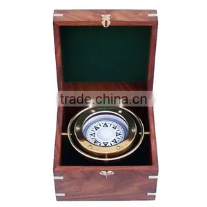 Beautiful Nautical Boxed Compass-Solid Brass Gimble Compass 13440 thumbnail-2