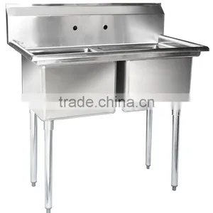 2 Two Bowl Commercial Stainless Steel Compartment Sink for Restaurant Kitchen thumbnail-5