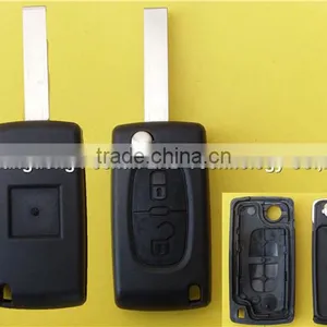 Car Folding Flip 2 Button Remote Key Blank Shell Case for Peugeot 407 Wholesale thumbnail-1
