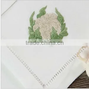 Hand Embroidery Napkins, Cotton Napkins,linen Napkin ,hemstitch Napkin thumbnail-1