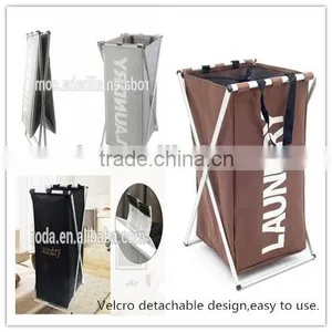 600D Oxford Cloth Portable and Folding Dirty Garment Laundry Basket Closed,3 Compartments Laundry Hamper Quality Choice thumbnail-4