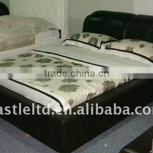 Leather Upholstered Bed and Bedding thumbnail-1
