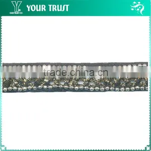 Rhodium Ball Chain Black Gold Metallic Braid Trimming thumbnail-1