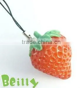 3D New Style Delicious Fruit Strawberry Design Silicone Mobile Phone Strap thumbnail-1