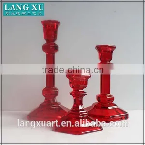 LXHY-A057 Hexagonal Base Antique Crystal Clear Colored Glass Tapper Candle Holder thumbnail-1