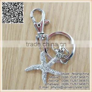 Wholesale Custom Metal Key Ring Popular Silver Crystal Star Keychain thumbnail-2