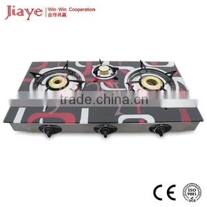 Colorful Glass Top 3 Burner Gas Stove Table Installation JY-TG3016 thumbnail-1