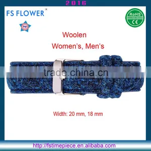 FS FLOWER - England Style Woolen Orange Color Watch Strap Leather Back Stitching 18mm, 20mm thumbnail-3