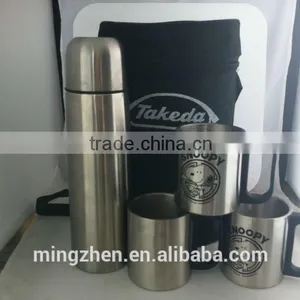 Fashionable Stainless Steel Gift Set 500ml Vacuum Flask and 2pcs 220ml Stainless Steel Coffee Mug thumbnail-2