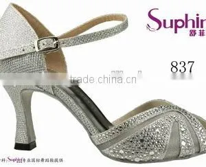 Silver Sparkle Crystal Ladies Latin Dance Shoes Produced by Suphini thumbnail-1