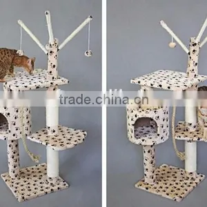 Paw Print Bungalow Cat Furniture Condo House Scratcher Multi Level Cat Activity Tree thumbnail-2