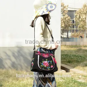 New Fashion Peony Flower Embroidery Shoulder Bag/messenger Bag Canvas Shoulder Bag For Women thumbnail-3