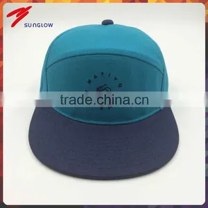 Wholesale Custom Design Your Own Logo 7 Panel Bule Snapback Hat With Embroidery thumbnail-1