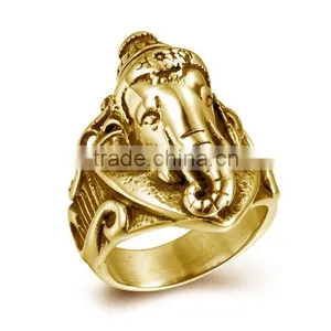 18K Gold Indian Mens Elephant Ring thumbnail-3