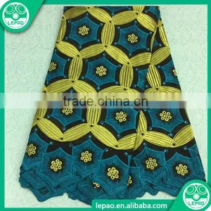 2016 New Design 100% Cotton African Wax Hollandais Print Fabric With Embroidered Fabrics Guipure Lace thumbnail-6