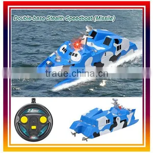 2.4G 1:275 Doubel -base Stealth Speedboat, rc Boat. thumbnail-1