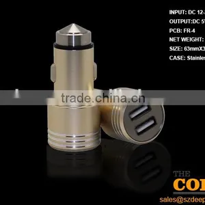 I2 Two USB Port Car Charger,2 Port Car Charger,cheap Car Usb Charger,metal Car Charger, Stainless Steel Auto Charger thumbnail-2