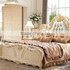 2016 Luxury and Elegant Antique Bedroom Sets and French Style Solid Wood Double Bed thumbnail-1