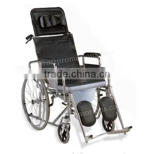 Adult Manual Folding Steel High Backrest Handicapped Wheelchair With Toilet thumbnail-1