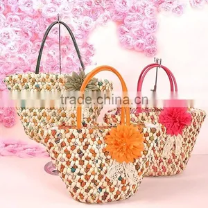 Corn Husk Woven Shoulder Straw Bags Wholesale thumbnail-3