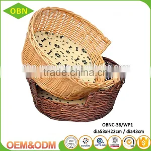Wholesale Custom Cheap Comfortable Fabric Sponge Cushion Rattan Handmade Cat Dog Basket thumbnail-1