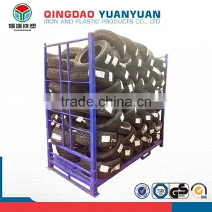 Hot Sale Metal Galvanized Steel Pallet Logistic Display Trolley Tyre Mobile Tire Rack thumbnail-2