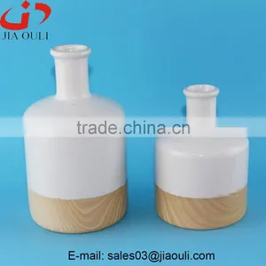 Hot Sales Glazed White Ceramic Wood Border Vases for Home Decor, Modern Ceramic Vases thumbnail-3