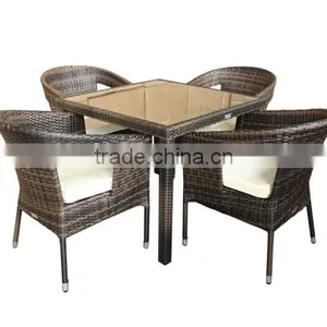 Best Selling Garden Dining Set Rattan Dining Quare Table and Chair Set Cheap Outdoor Wicker Furniture thumbnail-1